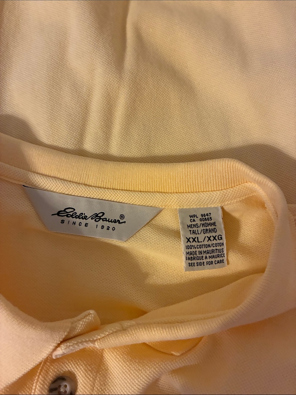 Eddie Bauer XXL Men's Light Yellow Polo Shirt - Picture 3 of 3